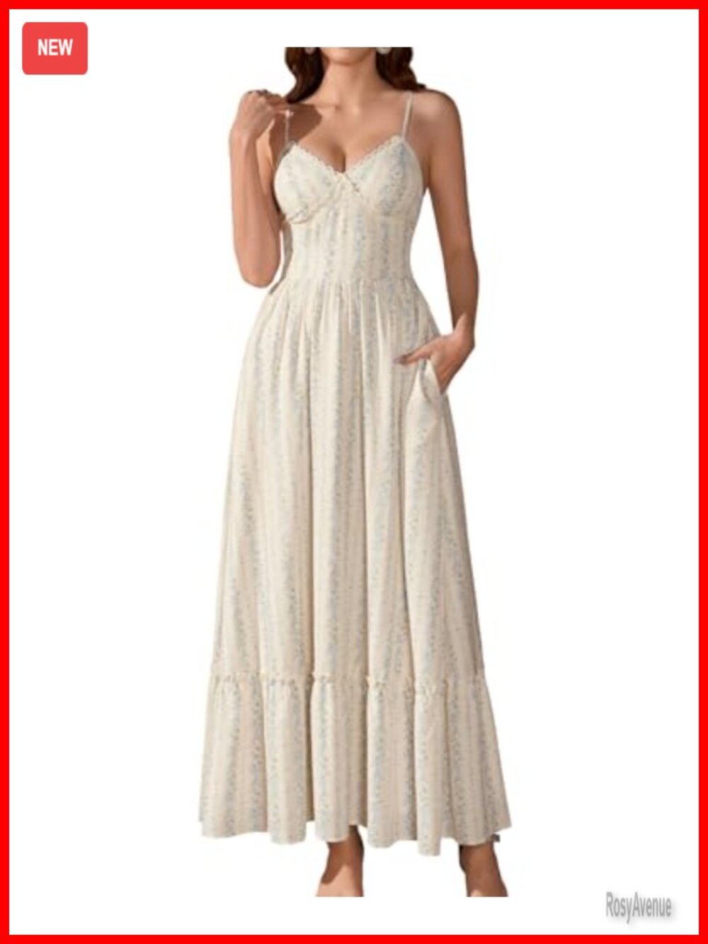 Floral Spaghetti Strap Smocked Back V-Neck Flowy Maxi Dress Wedding Guest
